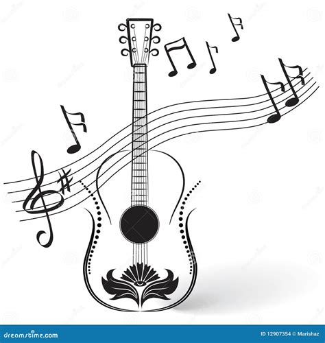Guitar And Notes Stock Vector Illustration Of Decorative 12907354
