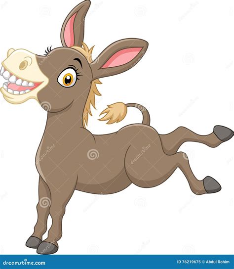 Happy Donkey Isolated On White Background Stock Vector Illustration