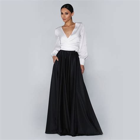 customized high street long satin skirts for women to formal party zipper female skirt with