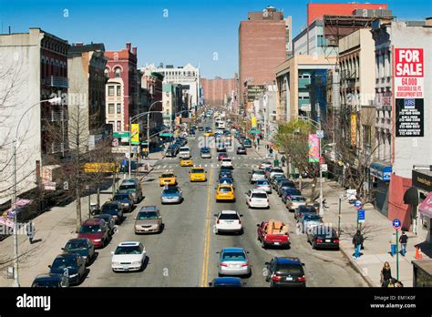 Traffic On 125 Street In Harlem New York City New York United States