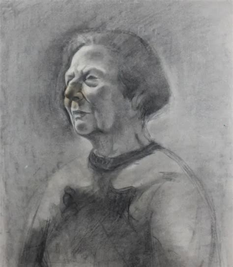 Vintage Realist Pencil Drawing Woman Portrait Picclick