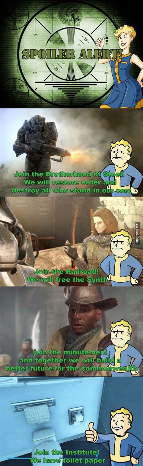 Fallout 4 Factions In A Nutshell Fallout Funny Fallout Meme Fallout