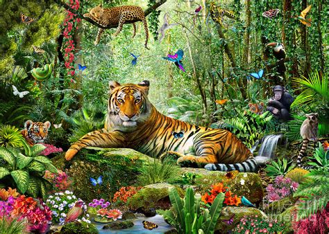 Tiger In The Jungle Digital Art By Adrian Chesterman