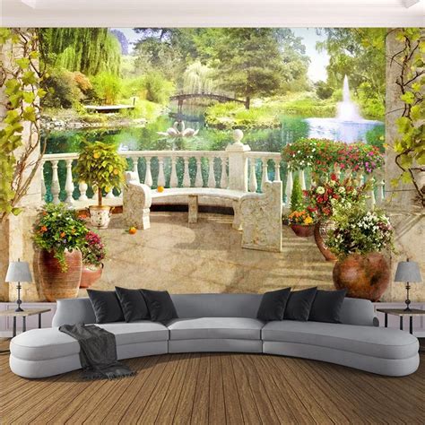 Photo Wallpaper 3d Stereo Balcony Garden Scenery Murals Living Room