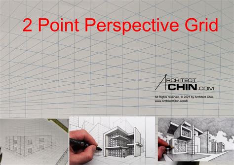 Two Point Perspective Grids Are Shown In This Graphic Art Work With The