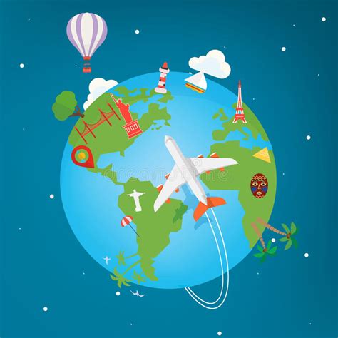 Travel Around World Airplane Stock Illustrations 7989 Travel Around
