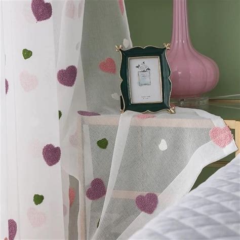 Modern 3d Heart Tulle Curtains For Kids Room Sheer Curtain Kids