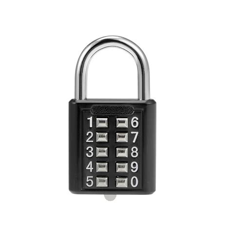 10 Digit Combination Padlock Push Button Locker Cabinet Locks Black