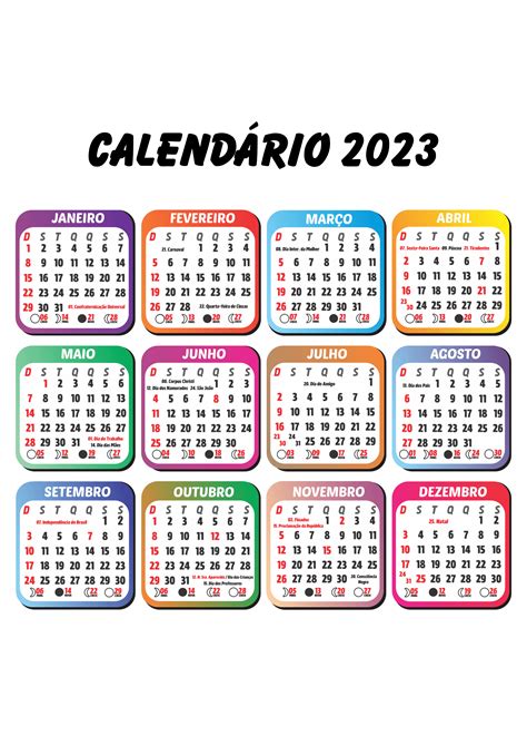 Calendário 2023 Pronto Para Artes Personalizadas Png