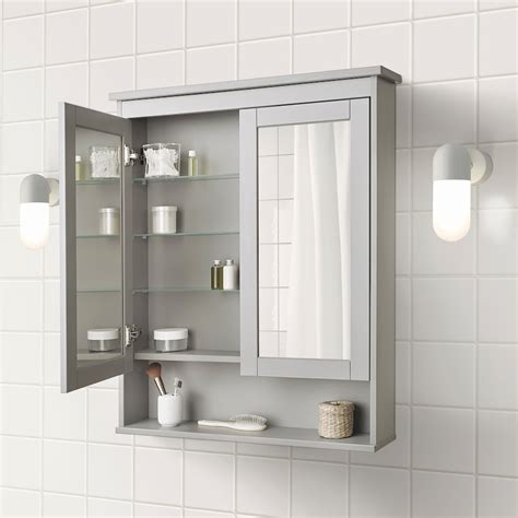 Hemnes Mirror Cabinet With 2 Doors Gray 32 58x6 14x38 58 Ikea