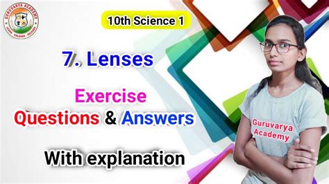 Lenses Exercise Th Class Science Part Chapter Exercise