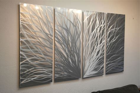 Radiance Silver 36x63 Metal Wall Art Abstract Sculpture