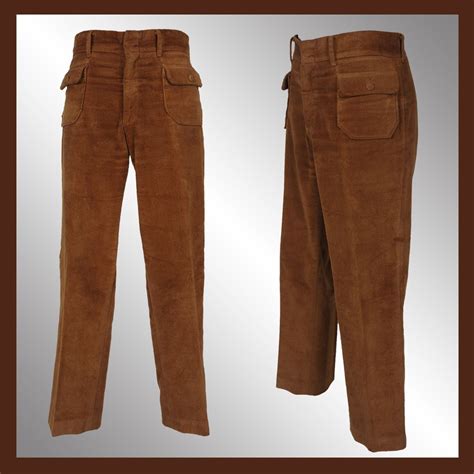 Vintage 60s Mod Mens Pants 1966 Brown Cotton Velour Trousers Mens