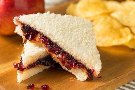 Homemade Crustless Peanut Butter And Jelly Sandwich Stock Image Image