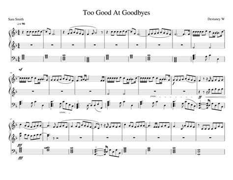 Sam Smith Too Good At Goodbyes Sheet Music For Piano Solo Easy