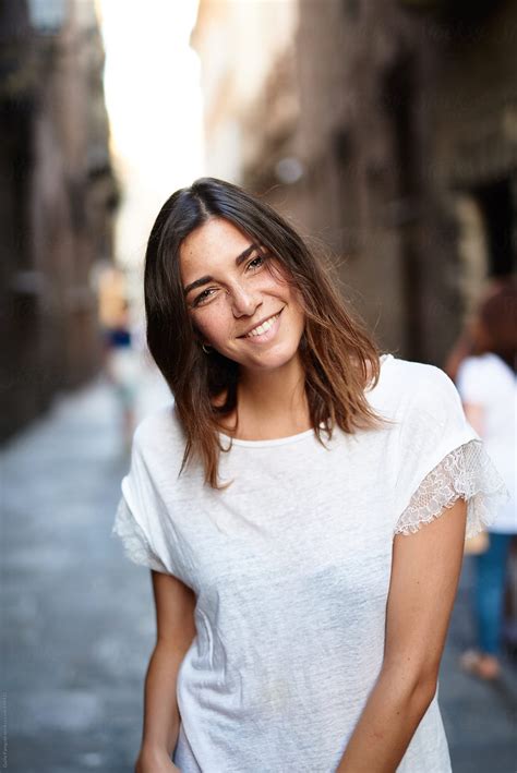 Smiling Beautiful Girl In White By Stocksy Contributor Guille Faingold Stocksy