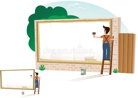 Man Putting Up Poster Stock Vector Illustration Of Advertising 70826836