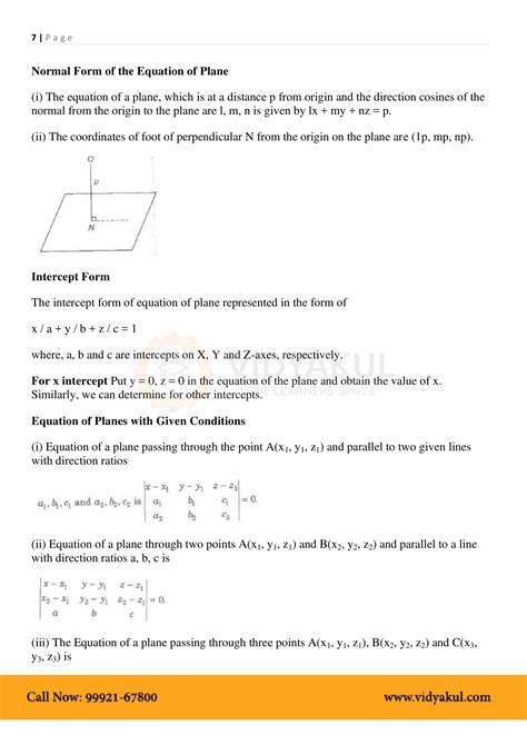 Class 12th Math Three Diemensional Geometry Formulas Cbse 2023