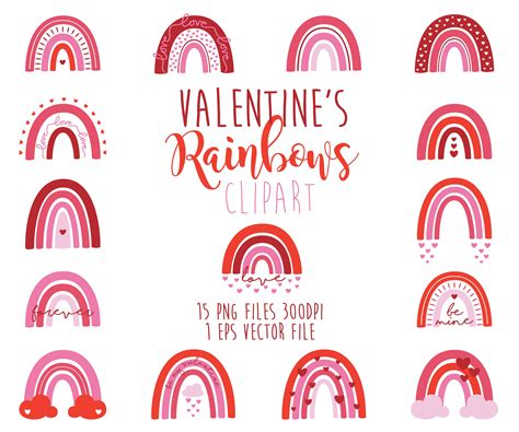 Valentine Rainbow Clipart Love Rainbow Vector Digital Etsy España