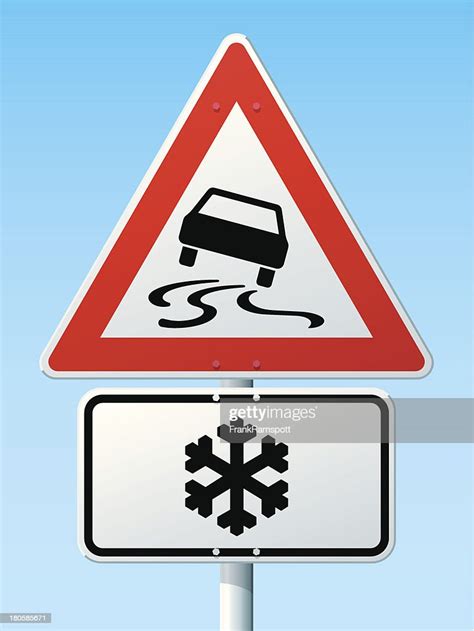 Slippery Road Risk Of Ice German Warning Sign High Res Vector Graphic
