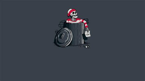 🥇 Minimalistic Funny Garbage Waldo Santa Wallpaper 80396