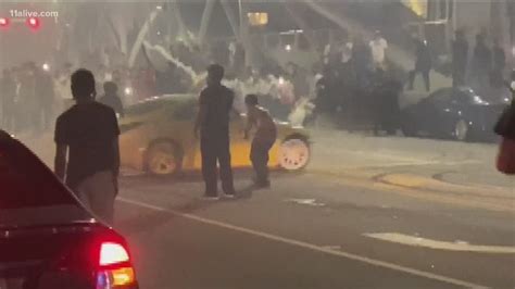 Street Racers On Peachtree Street Doing Burnouts