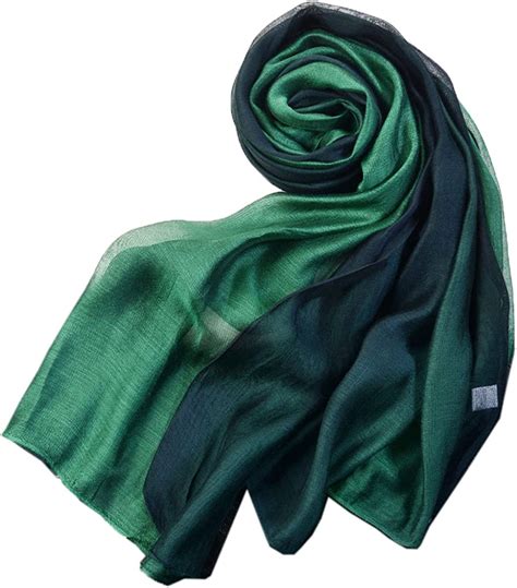 Snug Star Cotton Silk Scarf Elegant Soft Wraps Color Shade Scarves For Women Dark Green Large