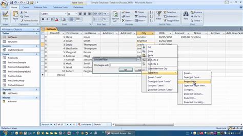 Filtering And Sorting Data In Tables In Microsoft Access Youtube
