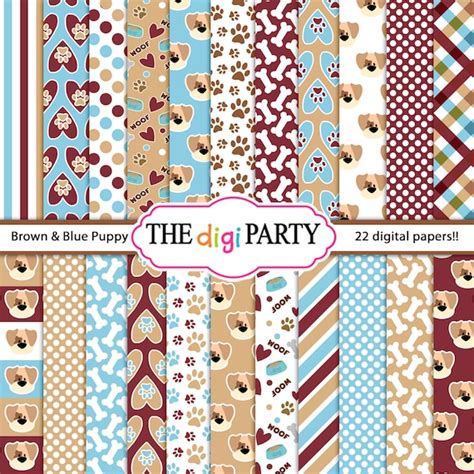 Dog Digital Paper Puppy Dog Papers Pet Dogs Background Bone And Paw