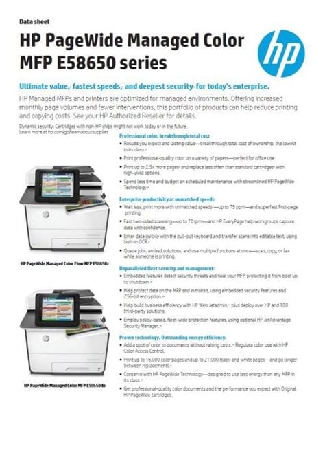Hp Pagewide Managed Mfp E58650dn Global Office Machines