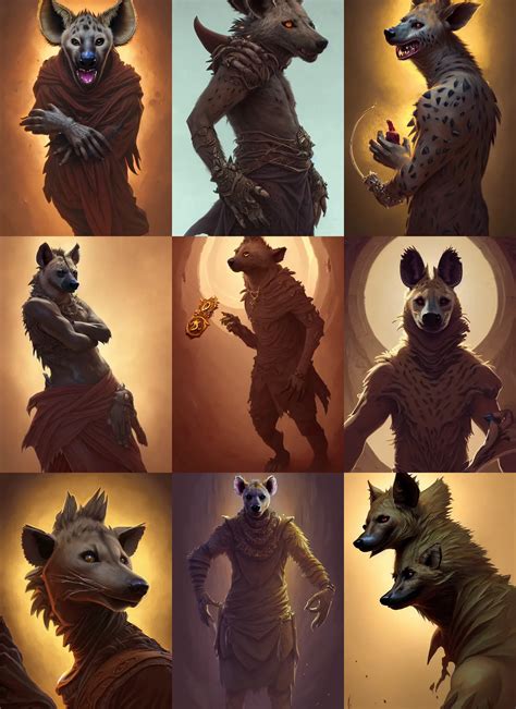Full Body Photograph Of A Male Anthropomorphic Hyena Stable Diffusion