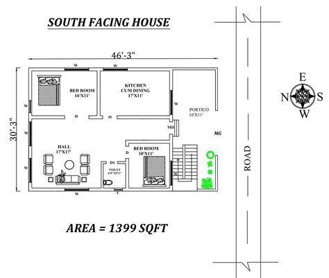X BHK South Facing House Plan As Per Vastu Shastra Autocad Dwg File Details Cadbull