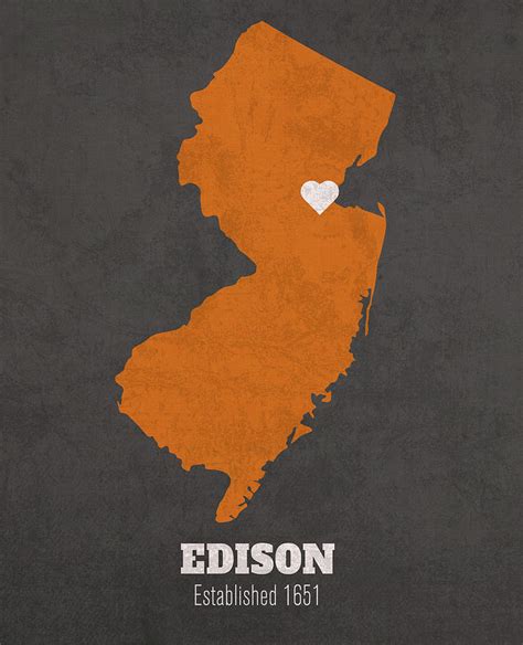 Edison New Jersey City Map Founded 1651 Princeton University Color