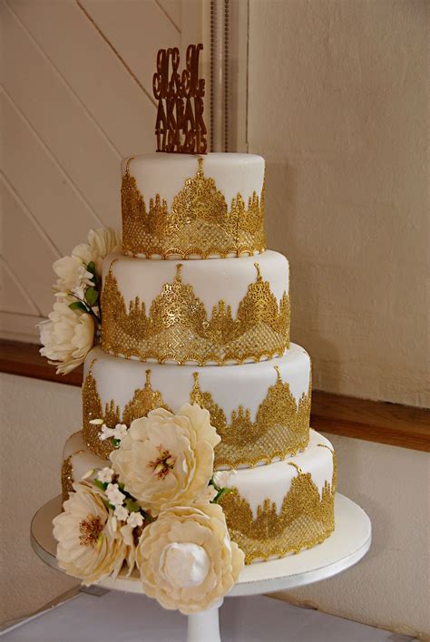Gold Lace Wedding Cake Gold Wedding Cake Gold Lace Wedding Cake