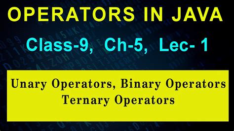 Operators In Java Unary Operators Binary Operators Ternary