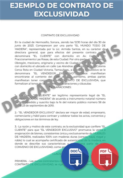 Contrato De Exclusividad 【 Ejemplos Y Formatos 】word Pdf