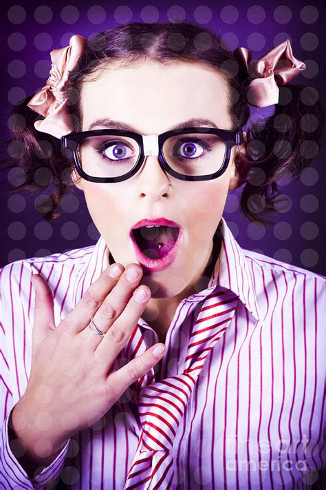 Attractive Young Nerd Girl With Surprised Look Photograph By Jorgo