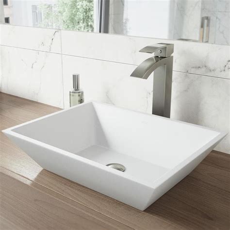 Find the right bathroom on sale to help complete your home improvement project. VIGO Matte Stone Vessel Sinks Matte White Acrylic Vessel ...