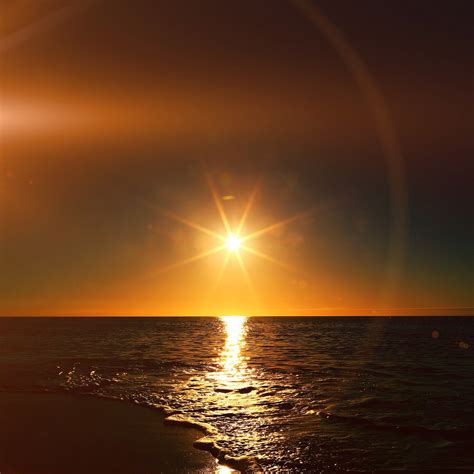 Sunset Beach Sea Nature Sky Flare Ipad Air Wallpapers Free Download