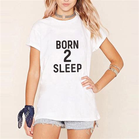 Camiseta Estampada Onseme Born 2 Sleep Letters Para Mujer Streetwear