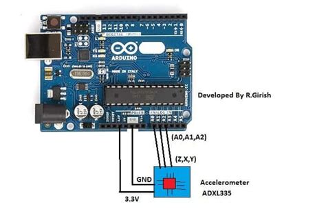 How To Interface Accelerometer ADXL335 With Arduino Homemade Circuit
