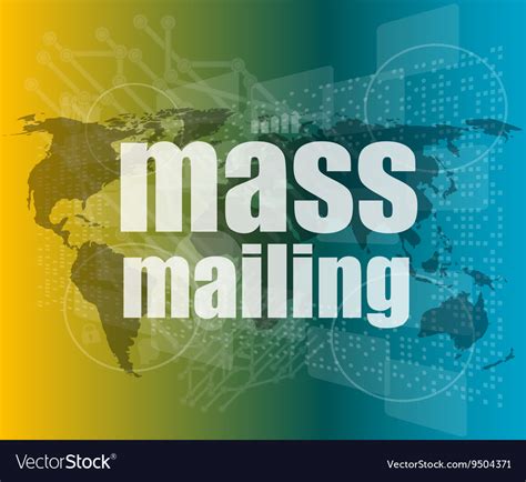 Mass Mailing Word On Digital Screen Global Vector Image