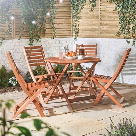 Patio Furniture Dining Set 4 Seater Wooden Yard Table And Chairs