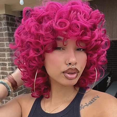 Amazon Short Afro Curly Synthetic Hair Wigs For Black Women Phoenixfly Red African Loose