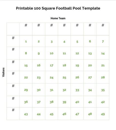 Football Pool Template With Numbers
