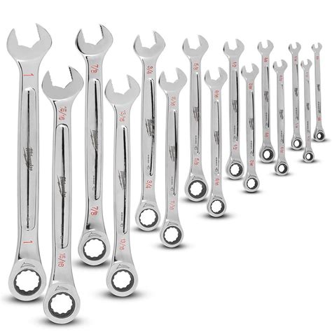 Milwaukee 48229416 15pce Sae Imperial Ratcheting Combination Wrench Set