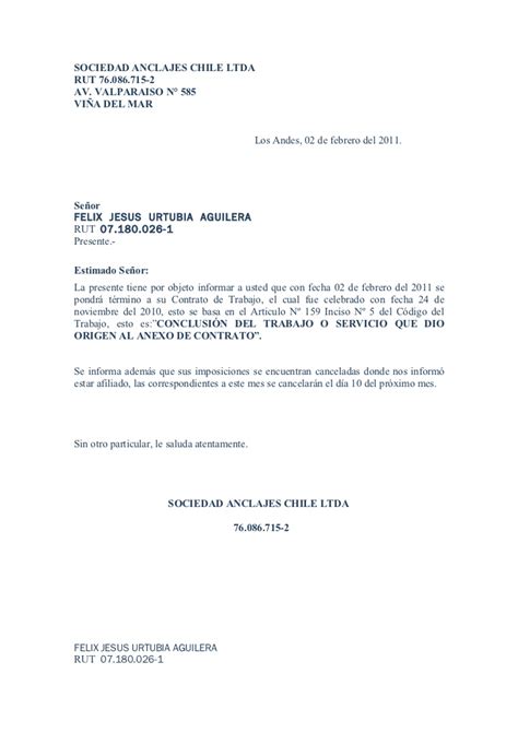 Carta De Aviso Termino Contrato Plazo Fijo U Soalan