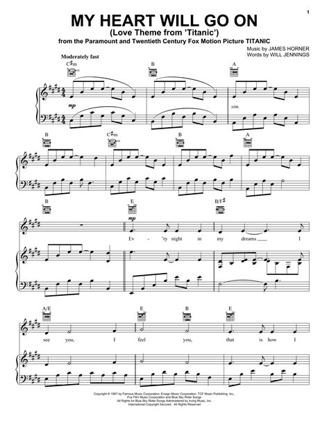 My Heart Will Go On Love Theme From Titanic Sheet Music Direct