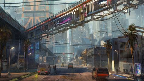 Cyberpunk 2077 Concept Art Shows High Tech City Center And Polluted