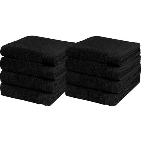 Premium Towel Set Of 8 Hand Towels 18 X 30 Color Black Pure Cotton
